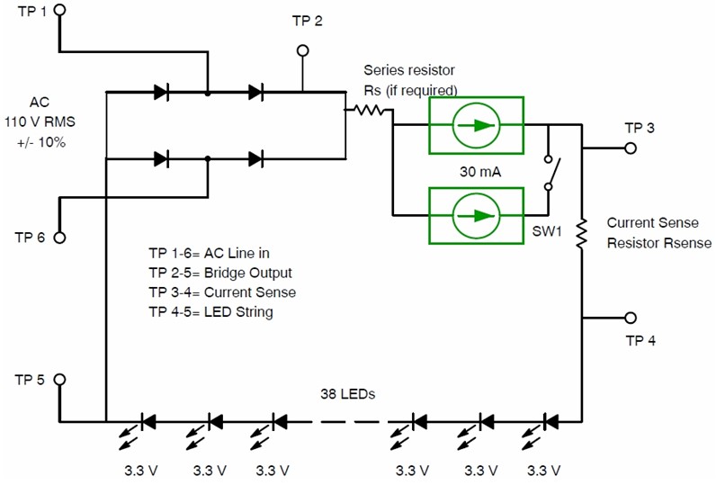 圖3：CCR用于直接交流供電LED照明應用的電路圖