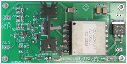 LED驅(qū)動(dòng)器參考設(shè)計(jì)，1.9英寸 x 3.9英寸，雙層板