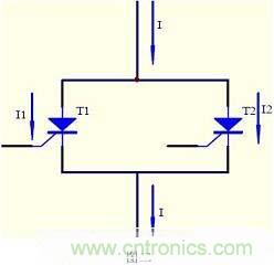 圖2：晶閘管的并聯(lián)電路結構