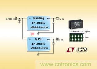 全集成型負(fù)輸出、升壓或降壓-升壓型µModule 轉(zhuǎn)換器可提供高達(dá)700mA