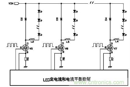 圖2：降壓型LED驅(qū)動電路