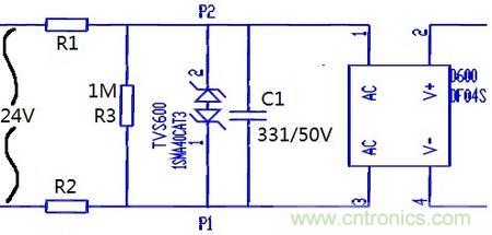 案例1：輸入端24V波動，R1和R2常被燒壞。