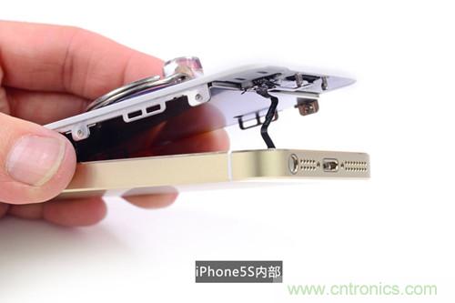 土豪金iPhone 5S拆解：內(nèi)部結(jié)構(gòu)升級，維修難度增加