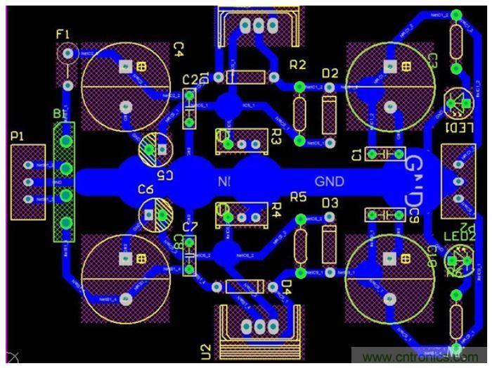 雙電源電路設計的PCB圖