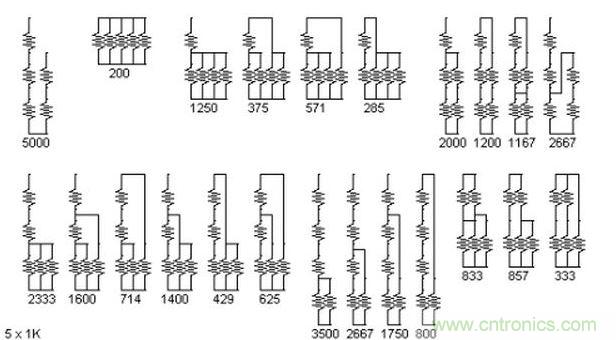 5個(gè)電阻我想出了23種組合。還有其它組合嗎？