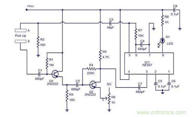 NE567接近探測(cè)器電路