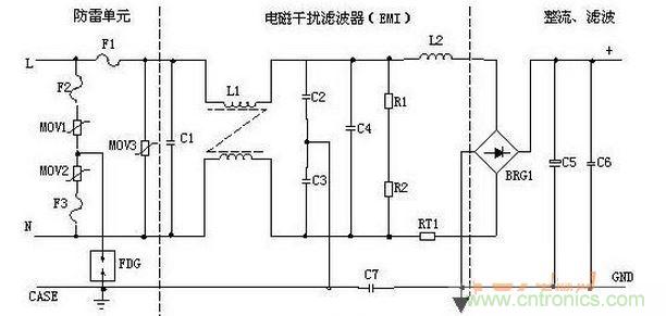 輸入濾波、整流回路原理圖