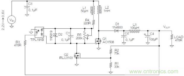 圖2：基于MOSFET的焦耳小偷電路。