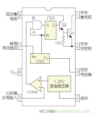 圖2：MC34063是該電路核心。