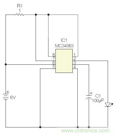 圖1：閃光燈標電路圖。