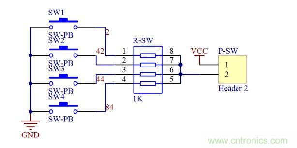 按鍵開關電路原理圖設計