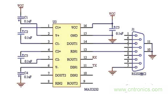 圖6 倒車(chē)?yán)走_(dá)通信接口電路圖