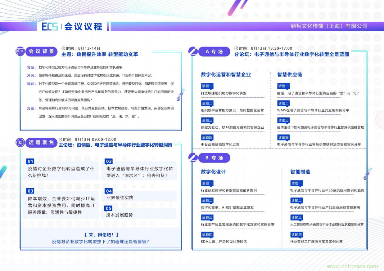 ECS 2020|第二屆中國電子通信與半導(dǎo)體CIO峰會(huì)正式啟動(dòng)！