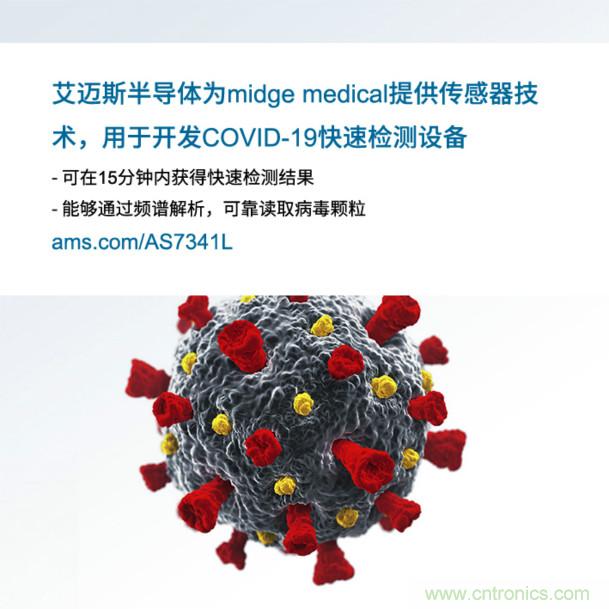 艾邁斯為midge medical提供傳感器技術(shù)，用于開發(fā)COVID-19快速檢測設(shè)備