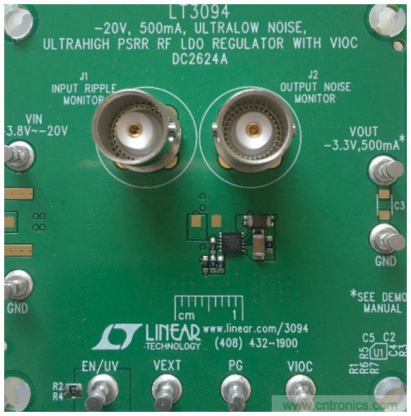 負線性穩(wěn)壓器在1MHz下具有0.8μV RMS噪聲和74dB電源抑制比