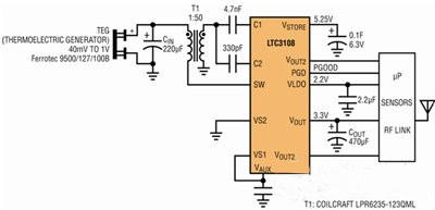 基于無線傳感器超低功率能量收集器的供電系統(tǒng)設計