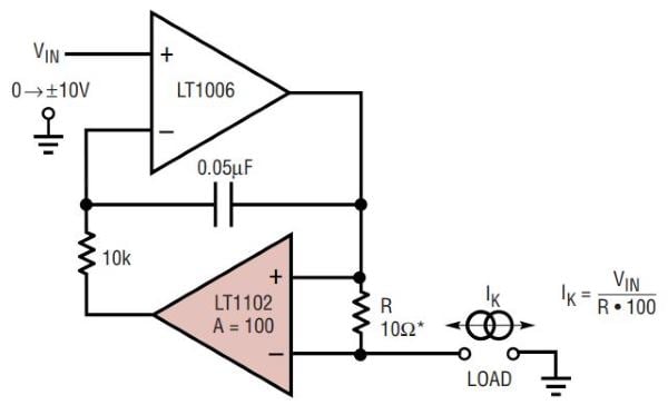 如何設(shè)計(jì)簡單的電壓控制雙向電流源